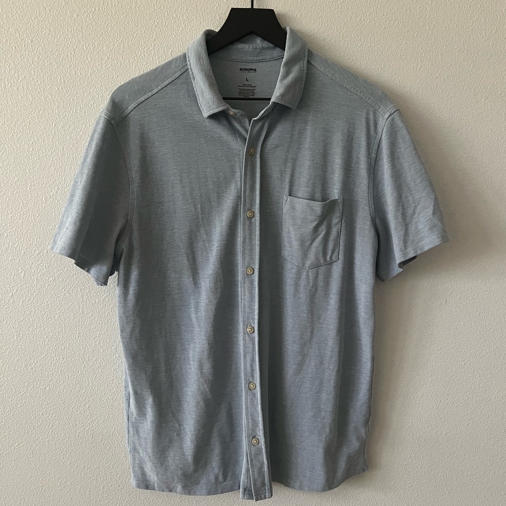 Light Blue Casual Button Down Shirt with Collar
